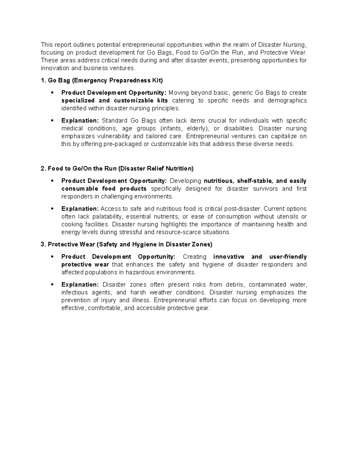 Product Development Opportunities - This report outlines potential ...