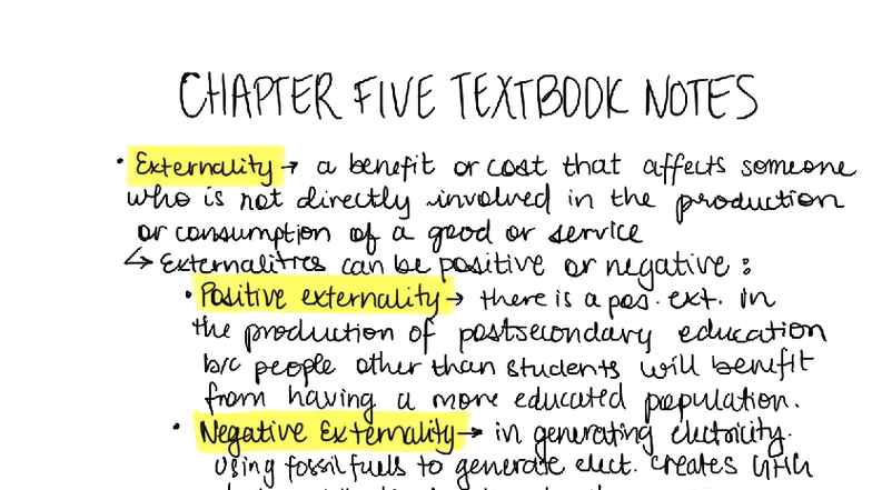Chapter 5 Textbook Notes: Understanding Externalities and Market ...