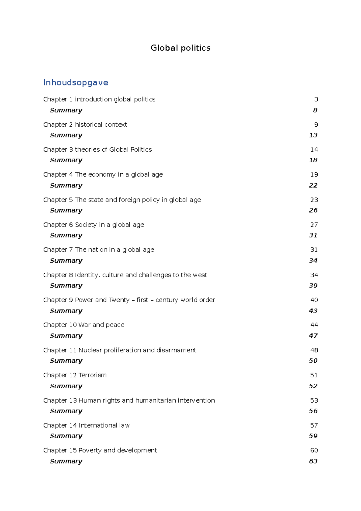 Global Politics: An Overview of Key Concepts and Theories - Studeersnel