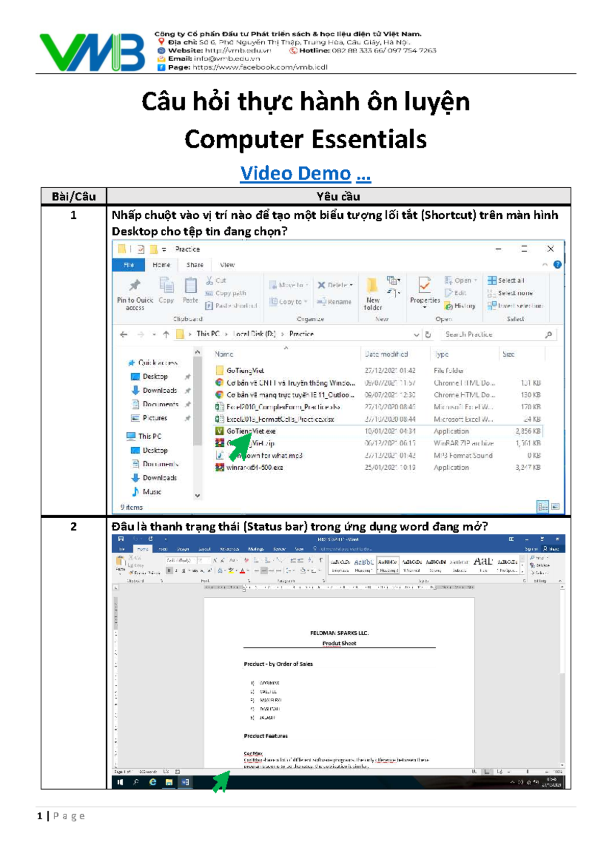 ICDL - Thực Hành Ôn Luyện Computer Essentials Video Demo - Studocu
