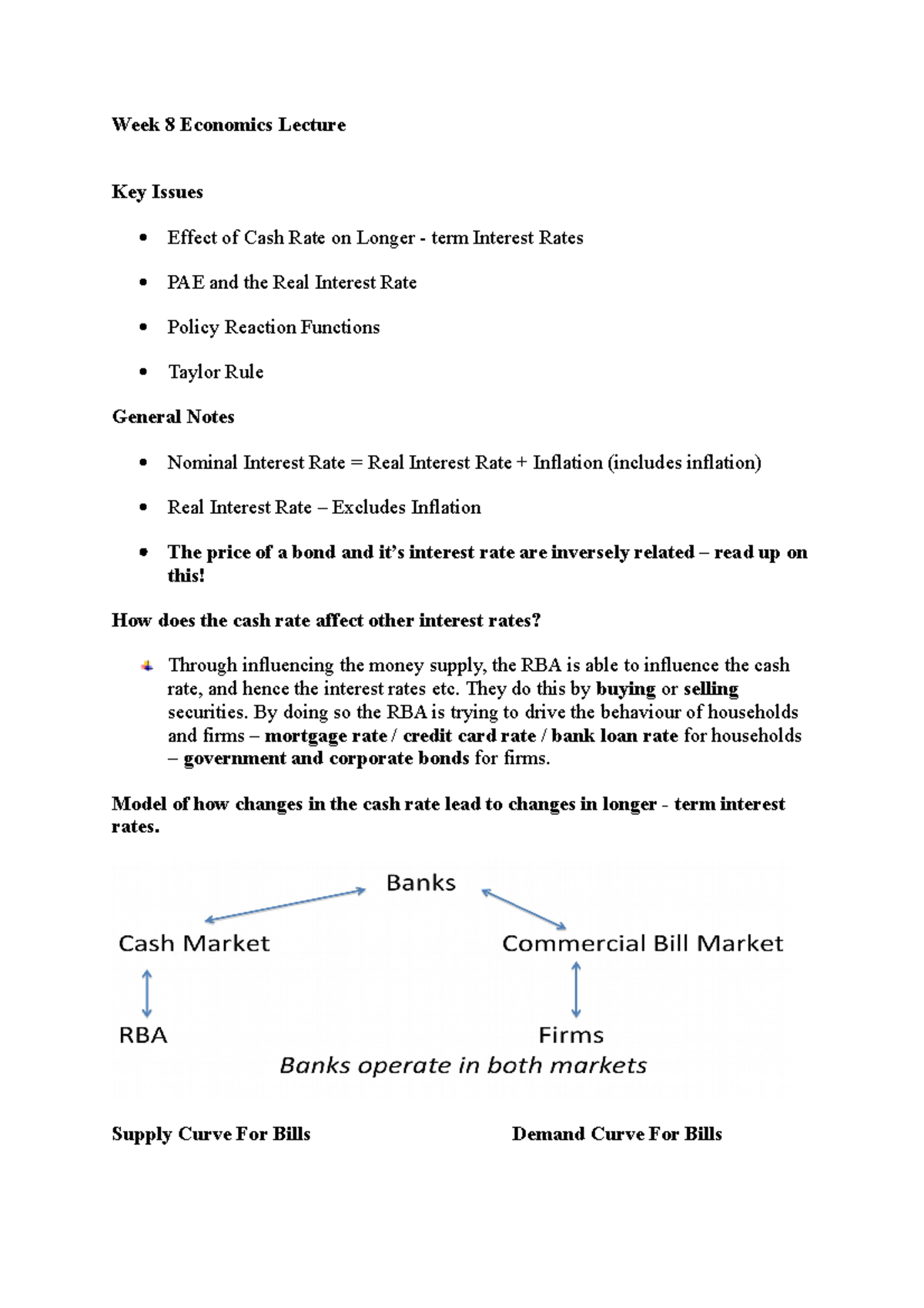 WK 8 Economics Notes - Week 8 Economics Lecture Key Issues Effect of ...