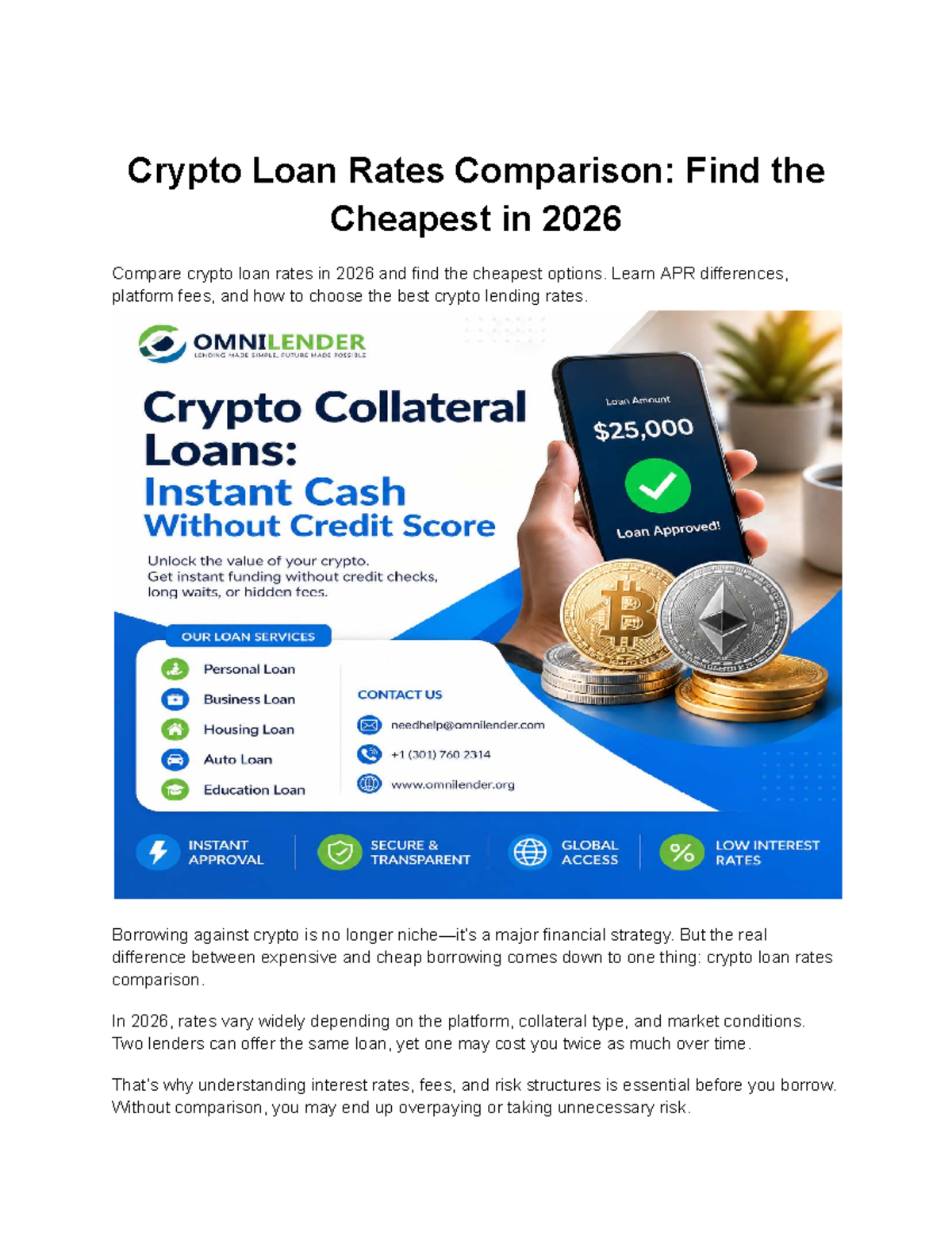 Crypto Loan Rates Comparison: Discover the Best Deals for 2026 - Studocu
