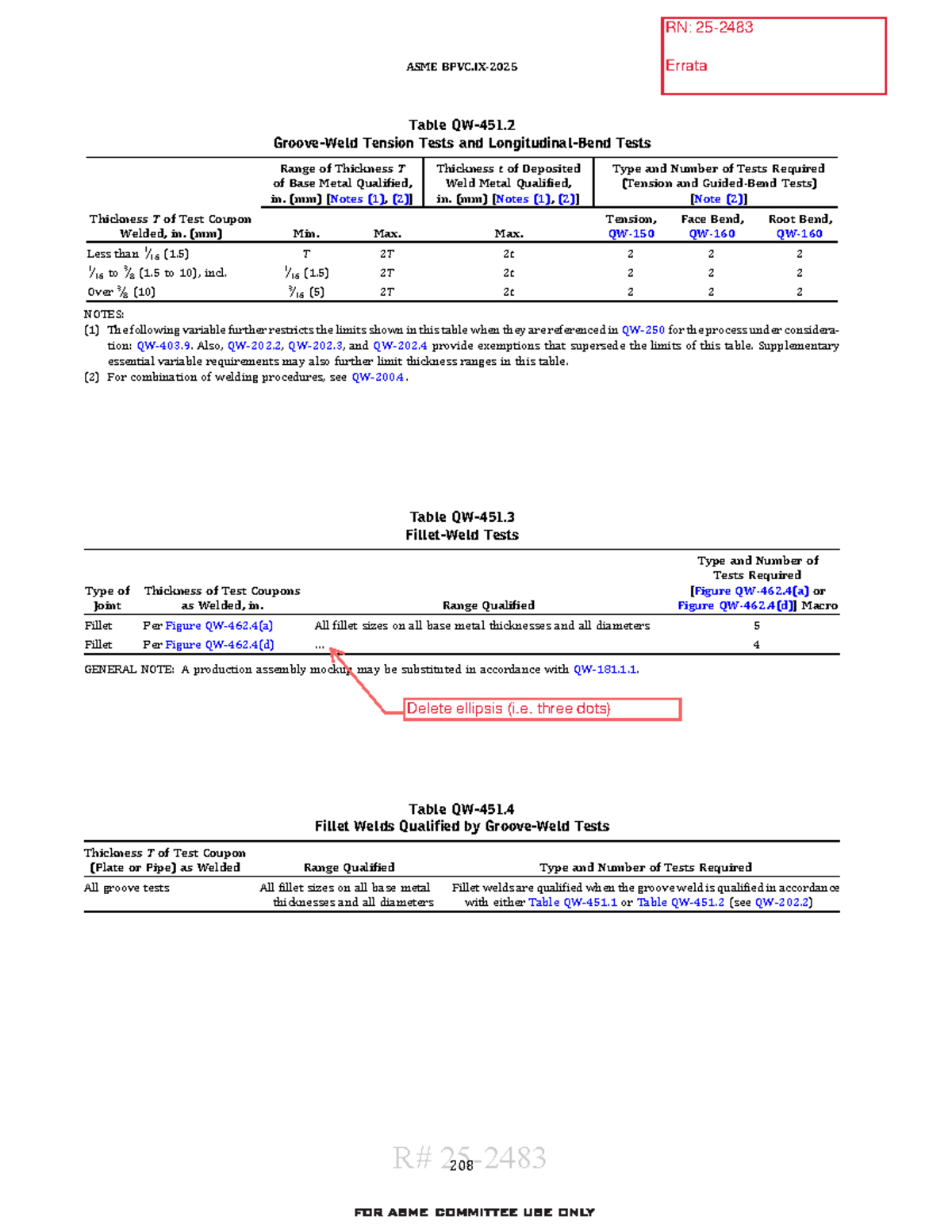 ASME BPVC 2025 Section IX Errata on Tension Tests and Thickness Limits ...