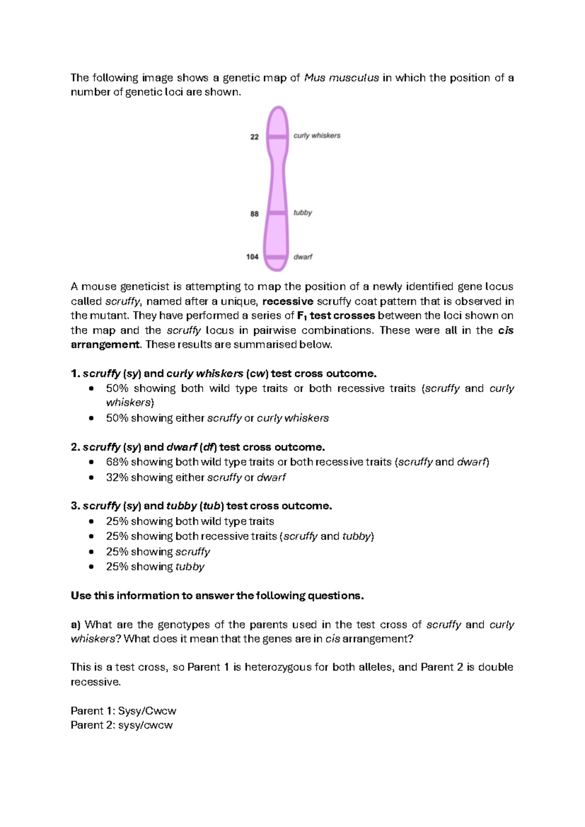 BIOL Practice Questions: Mapping the Scruffy Locus in Mus musculus ...