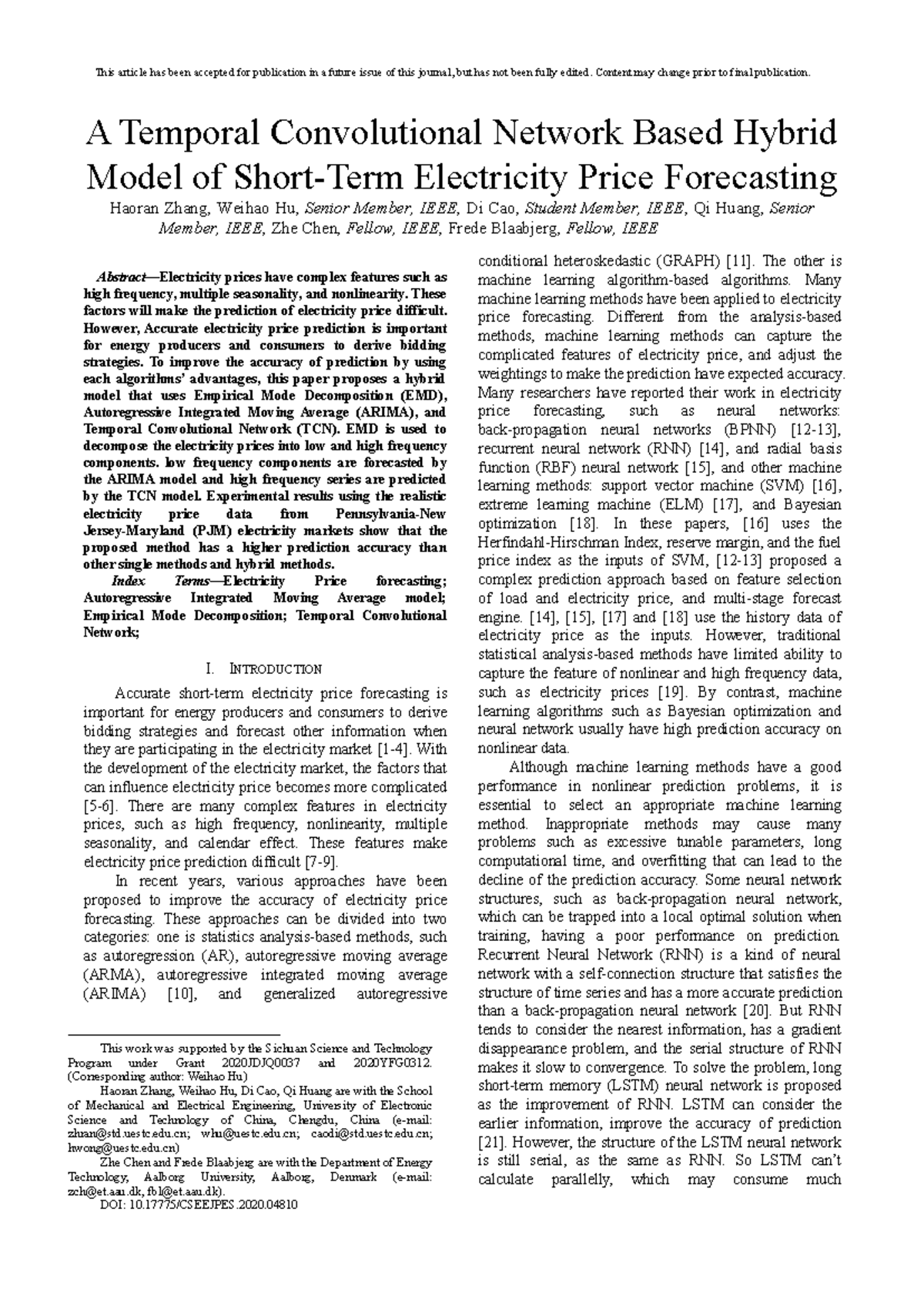 A temporal convolutional network based hybrid model of short-term ...