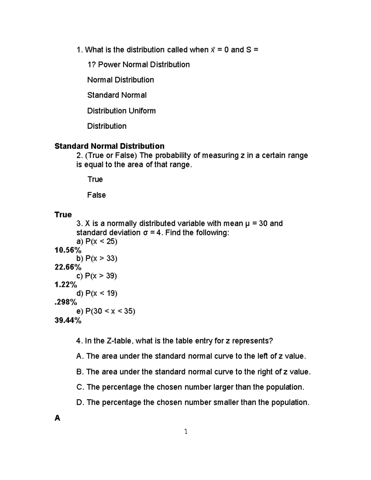 Z-Distribution Key - Stats 101: Understanding Normal Distributions ...
