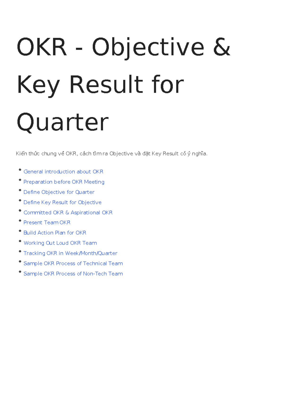 Okr objective key result for quarter - Kiến thức chung về OKR, cách tìm ...