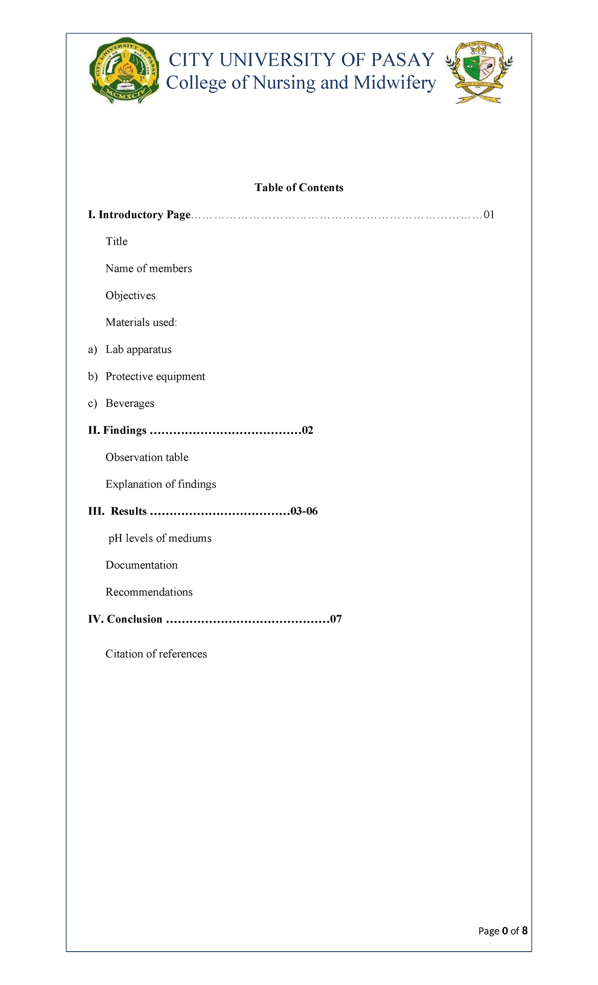 CITY UNIVERSITY OF PASAY Nursing Experiment: pH Levels in Common Beverages - Document Preview