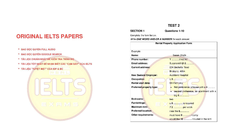 VOL 1 TEST 2 - IELTS Practice Questions and Answers - Studocu