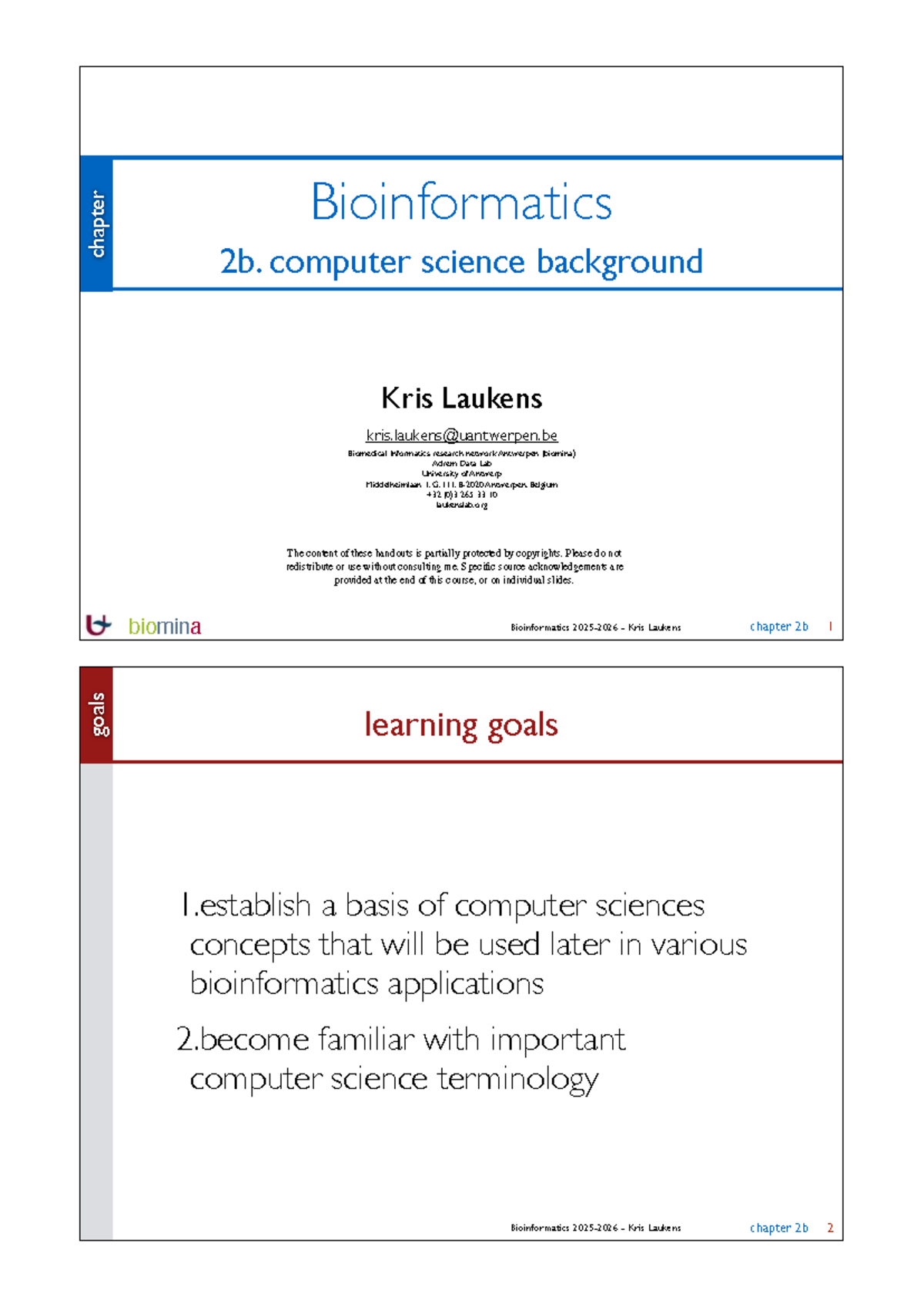 Bioinformatics 2B: Computer Science Foundations in Bioinformatics - Studocu