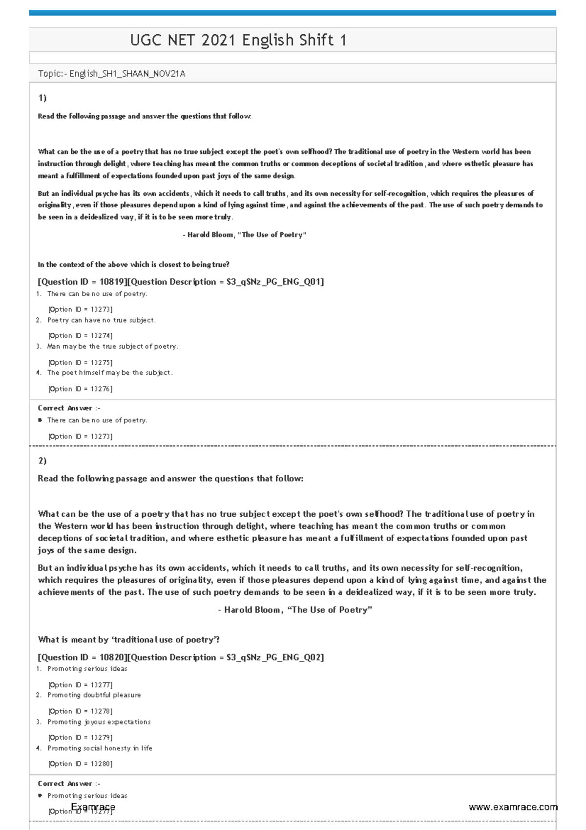 UGC NET English Exam Questions Dec 2021 Shift 1 Analysis - Studocu