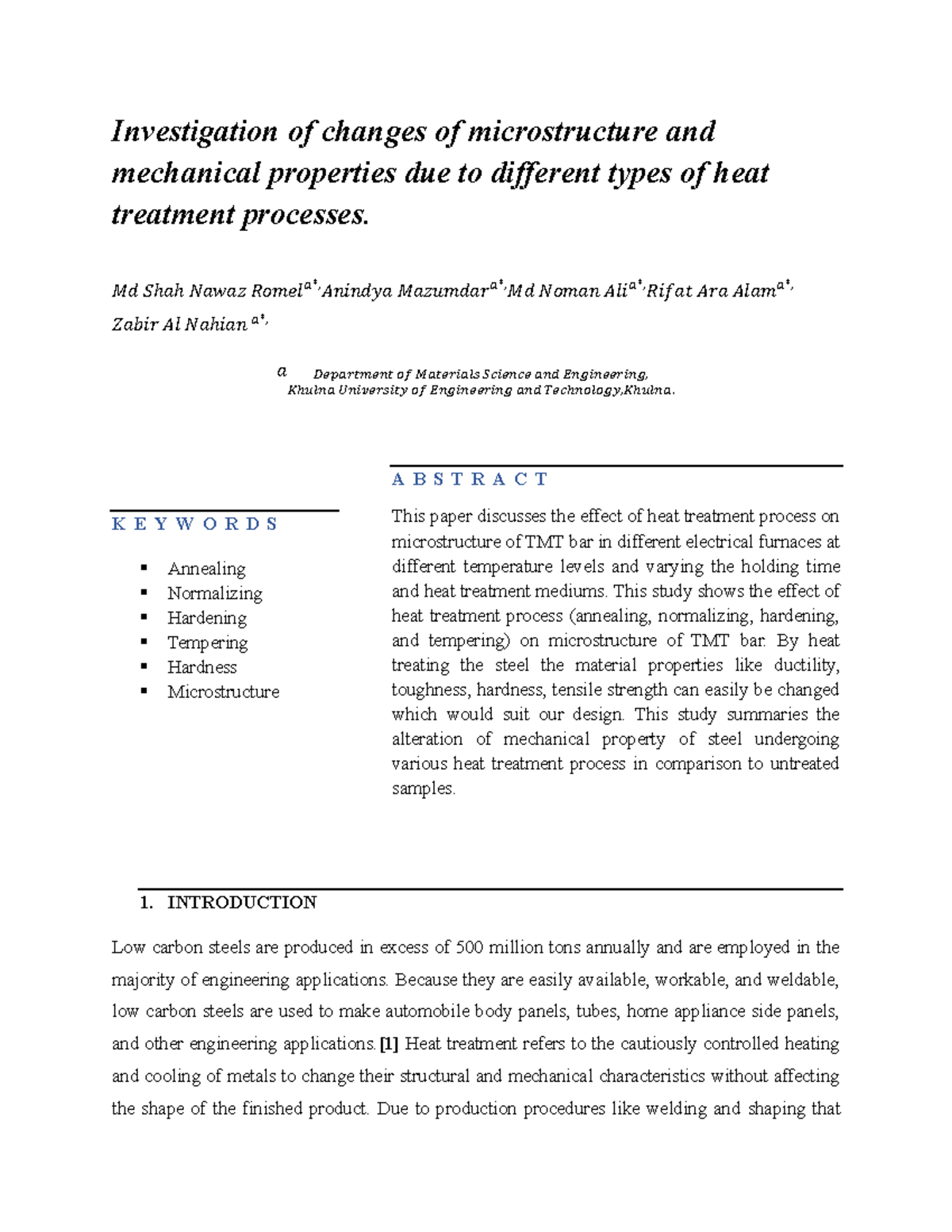 Lab 1 MSE 3202 - This is a lab report - Investigation of changes of ...