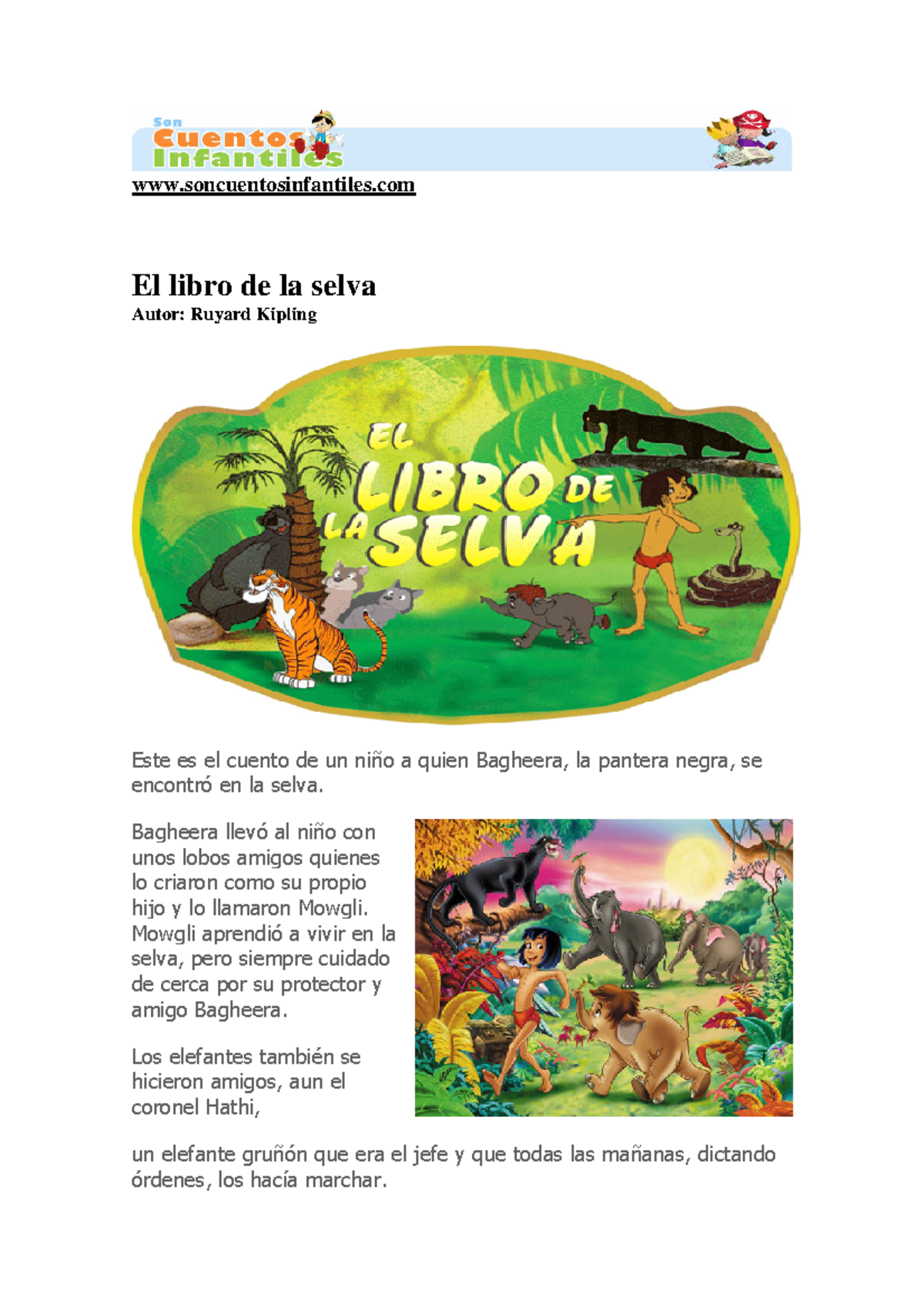 Ellibrodelaselva ilustrado - soncuentosinfantiles El libro de la selva ...