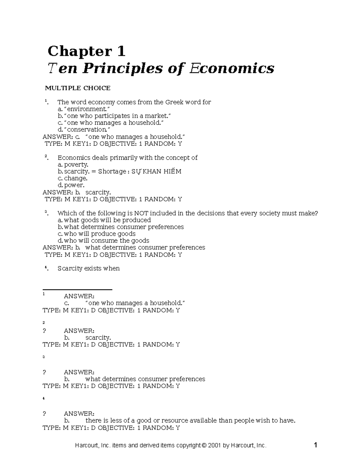 Chap01 MCQ - micro - Chapter 1 Ten Principles of Economics MULTIPLE ...