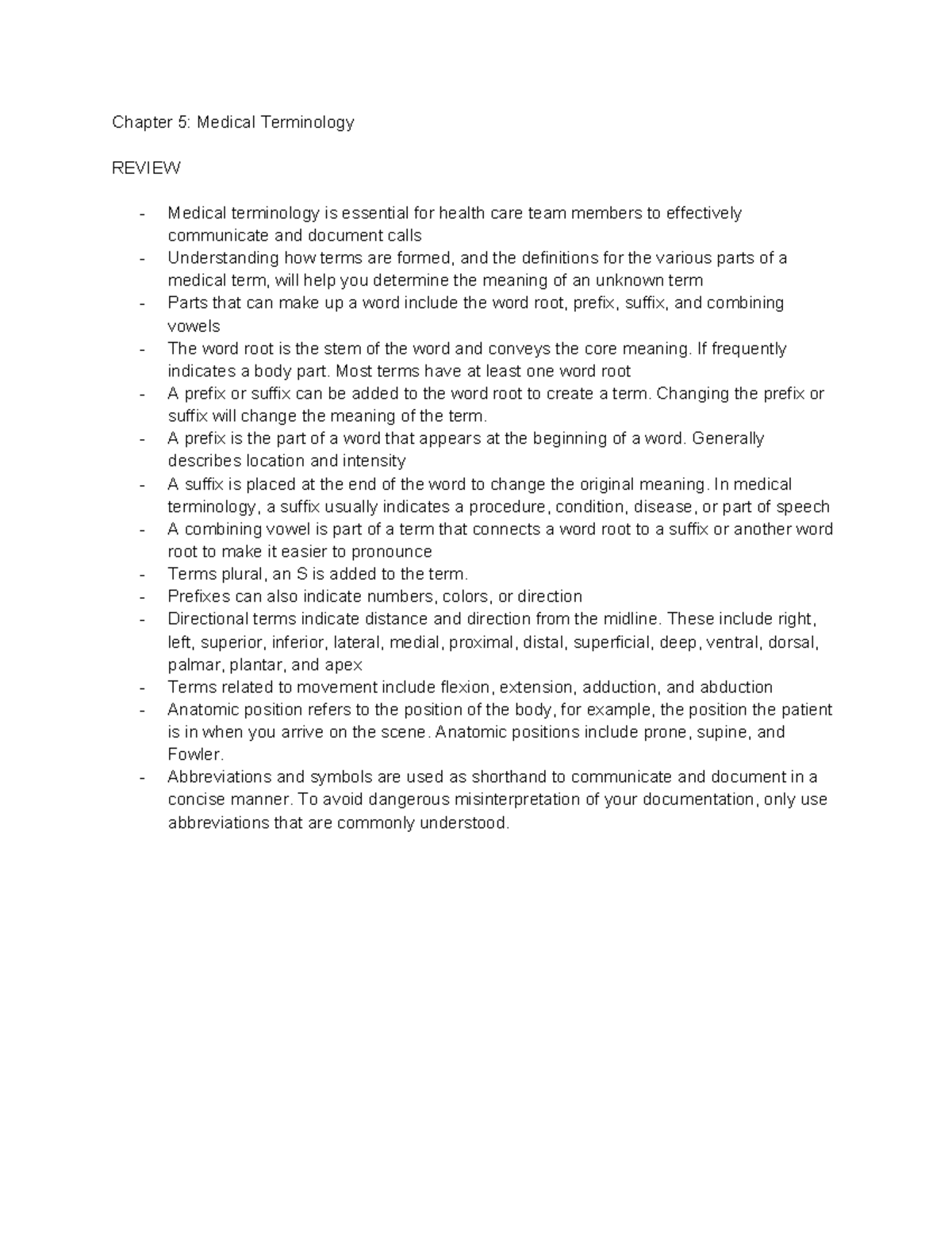 Chapter 5: Medical Terminology Review for Health Care Communication ...