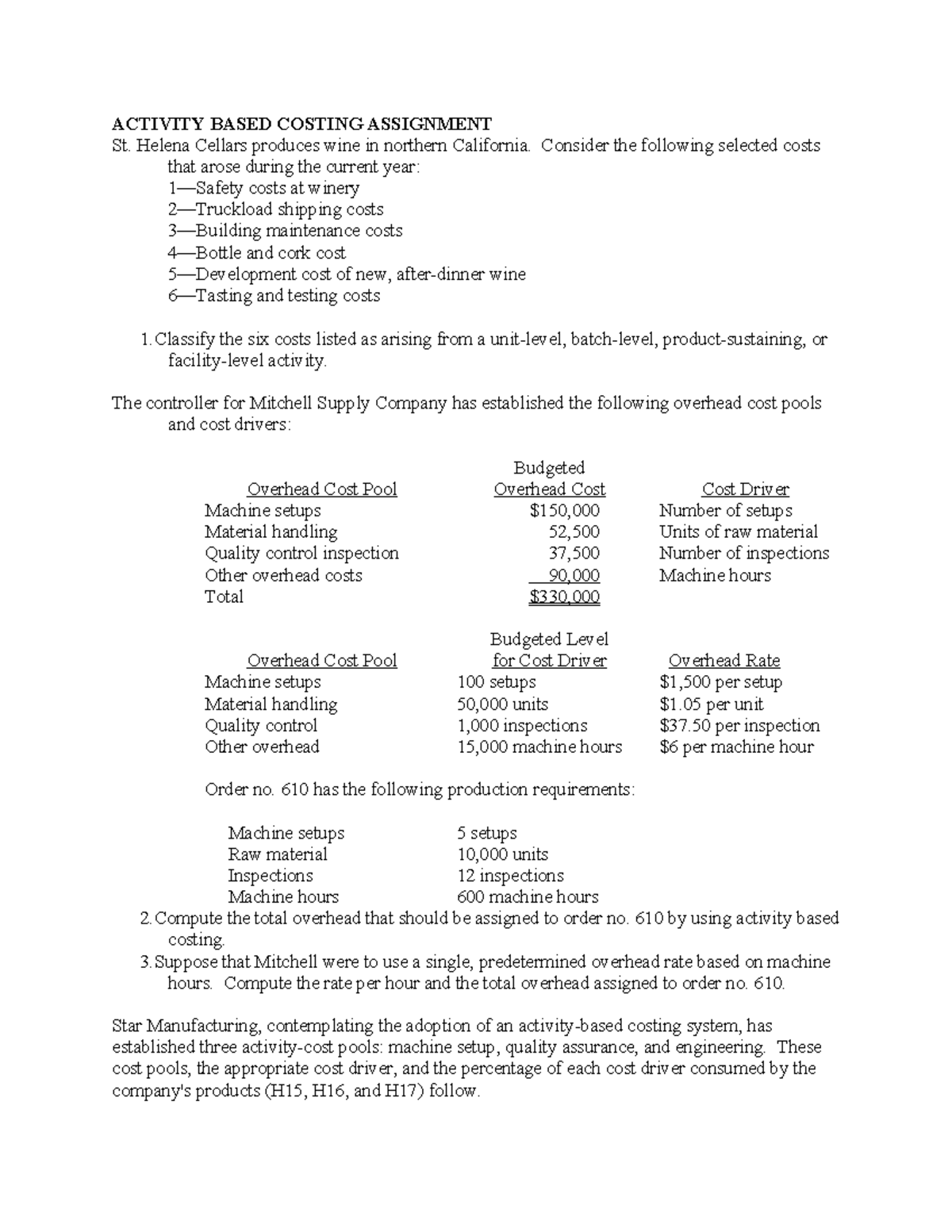 Activity Based Costing Analysis Assignment - Studocu