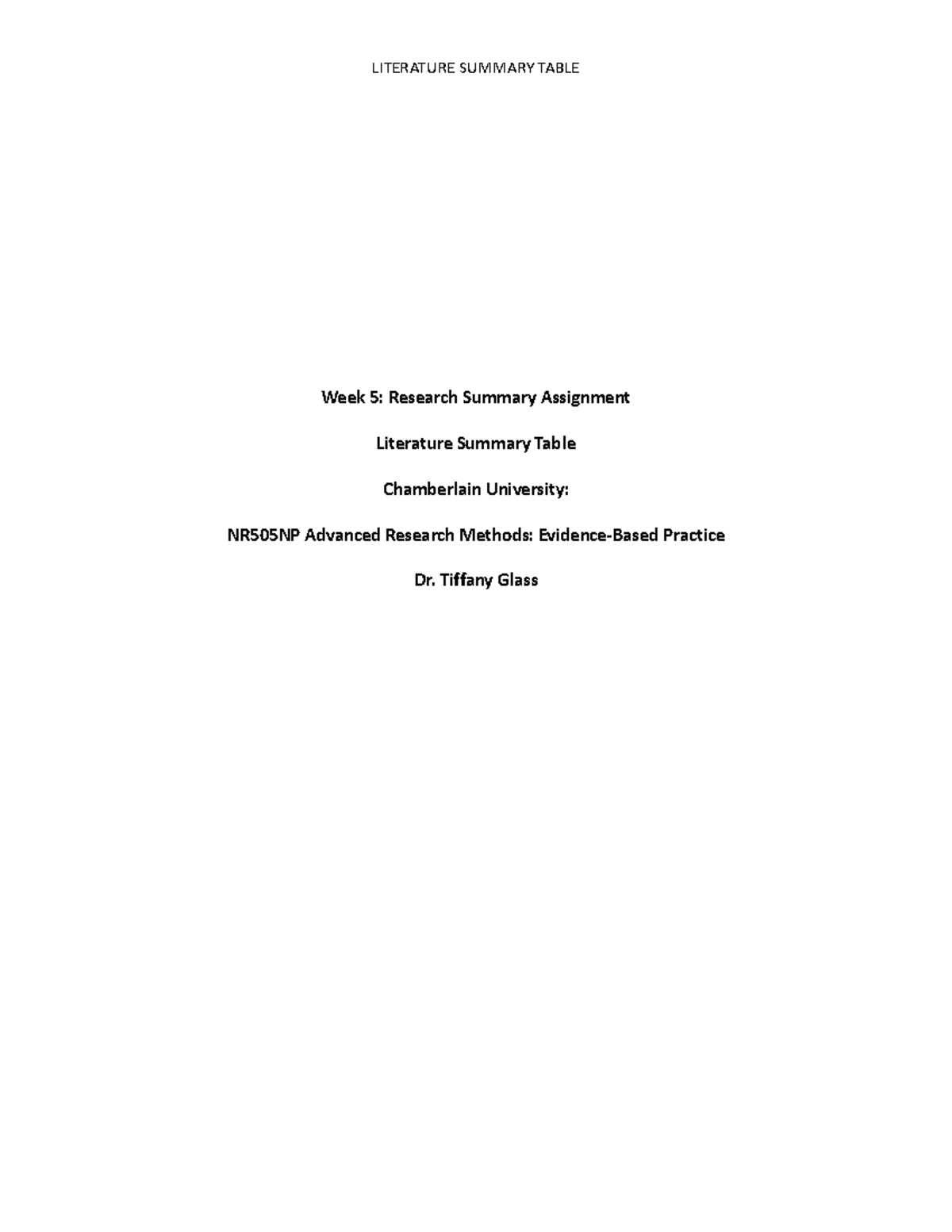 NR505NP Week 5 Research Summary on Culturally Tailored Psychotherapy ...