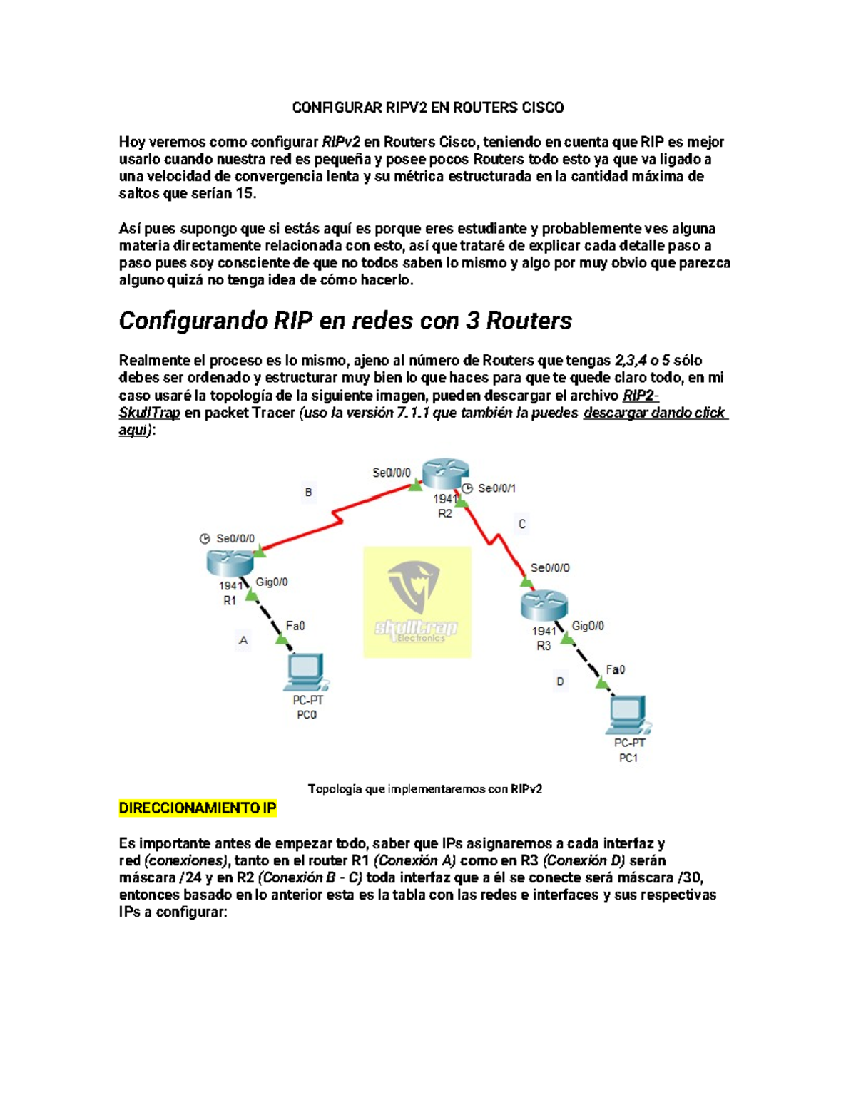 Configurar RIPV2 EN Routers Cisco - CONFIGURAR RIPV2 EN ROUTERS CISCO ...