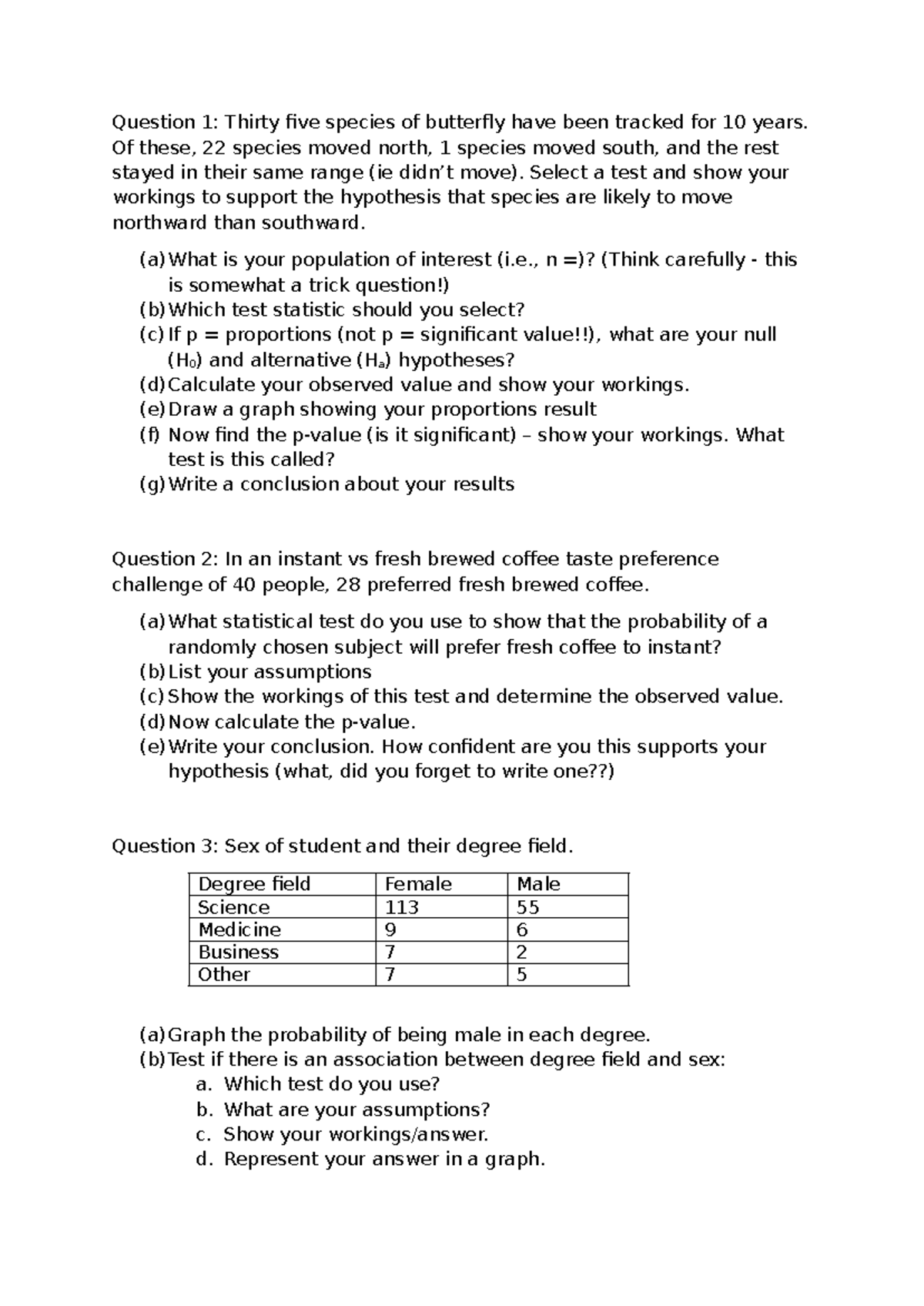Stats Questions 150526: Analyzing Butterfly Movement & Coffee ...