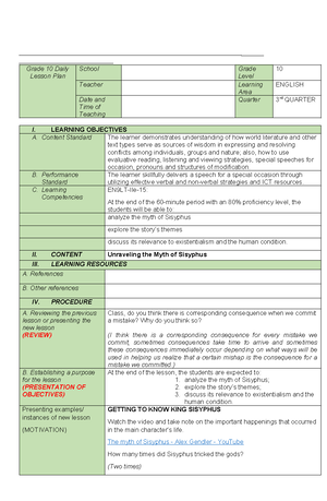 DE-NINI-LP- abcde - D A I L Y L E S S O N P L A N School Grade Level ...