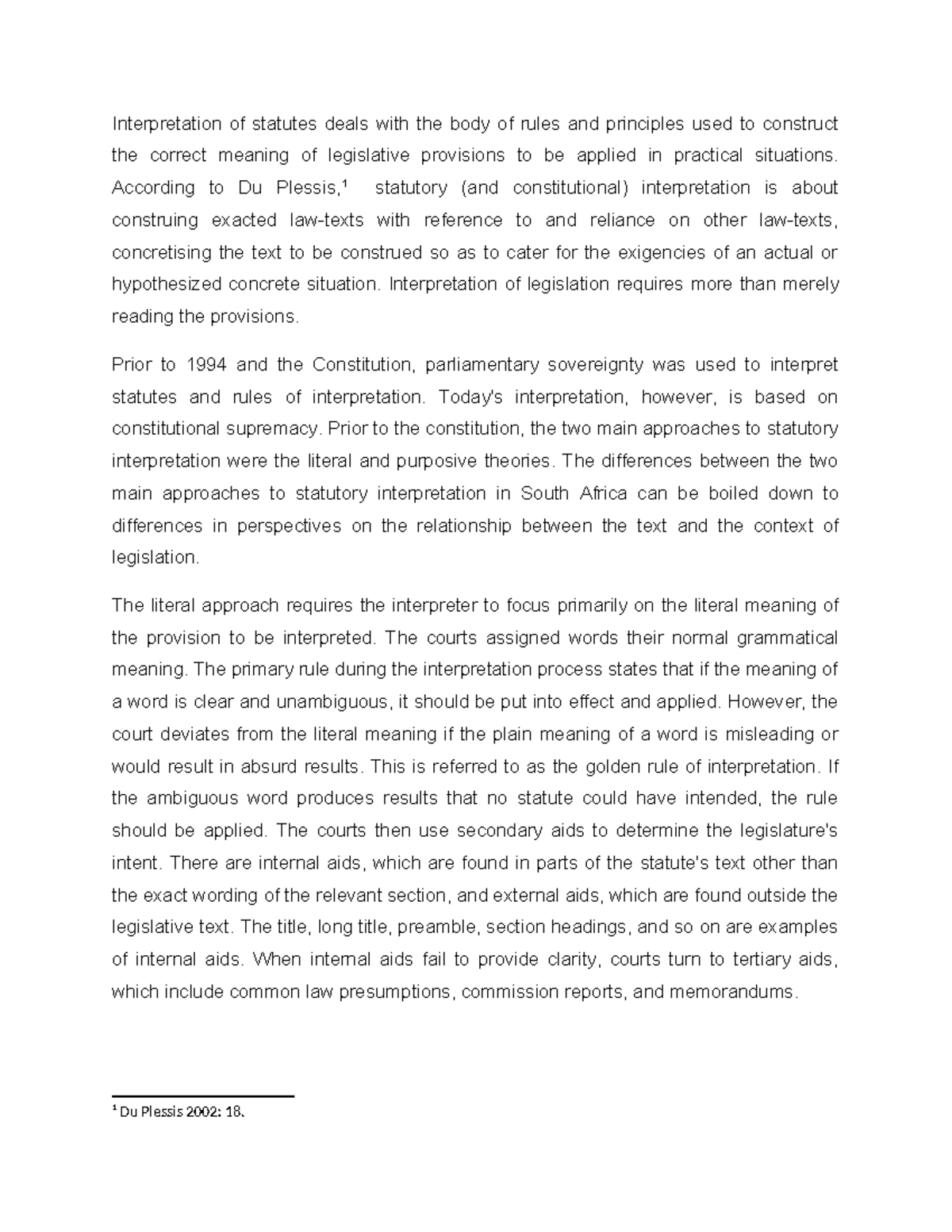 LLIN2613 - Interpretation of Statutes: Key Principles and Approaches