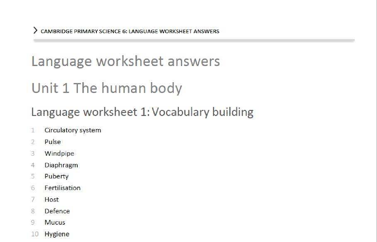 Language sheet 1 answer - Product design develop - CAMBRIDGE PRIMARY ...