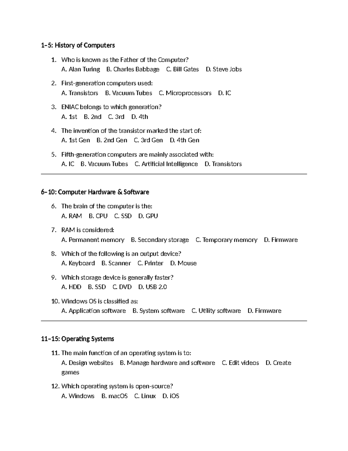 IT 101: 100-Item Mock Quiz for General IT Exam - Studocu