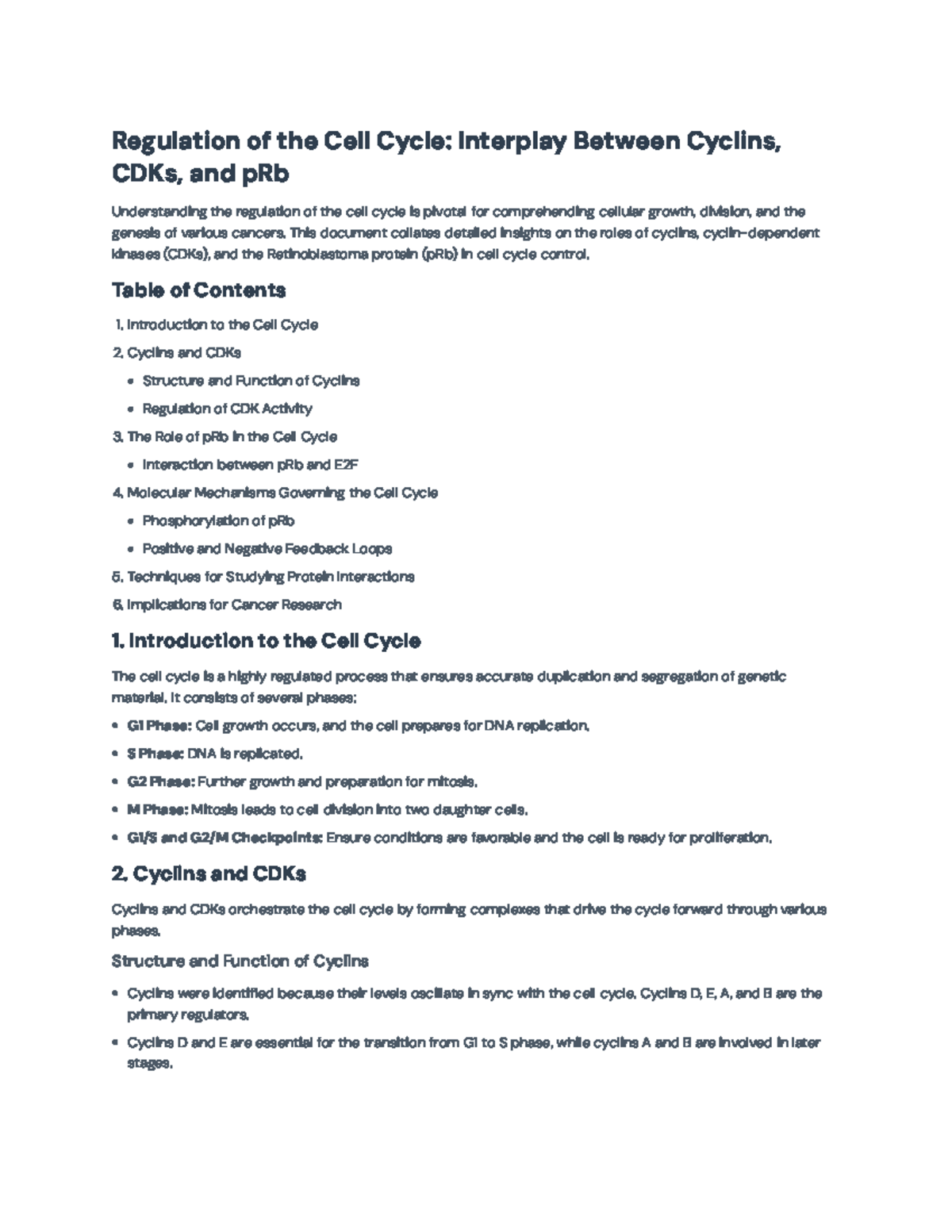 Regulation of Cell Cycle: Insights on Cyclins, CDKs & pRb Interplay ...