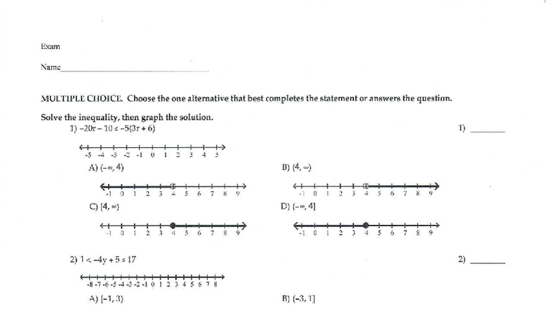 MTH 130 Chapter 6 Exam: Multiple Choice Questions and Solutions - Studocu