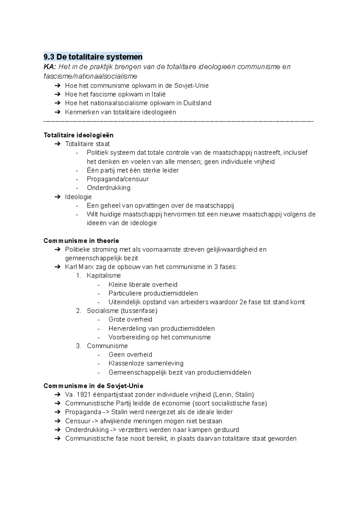 Geschiedenis 9.3: Opkomst van Totalitaire Systemen en Ideologieën ...