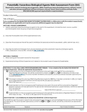 1A Student Project Checklist for Science Fair Submissions - Studocu
