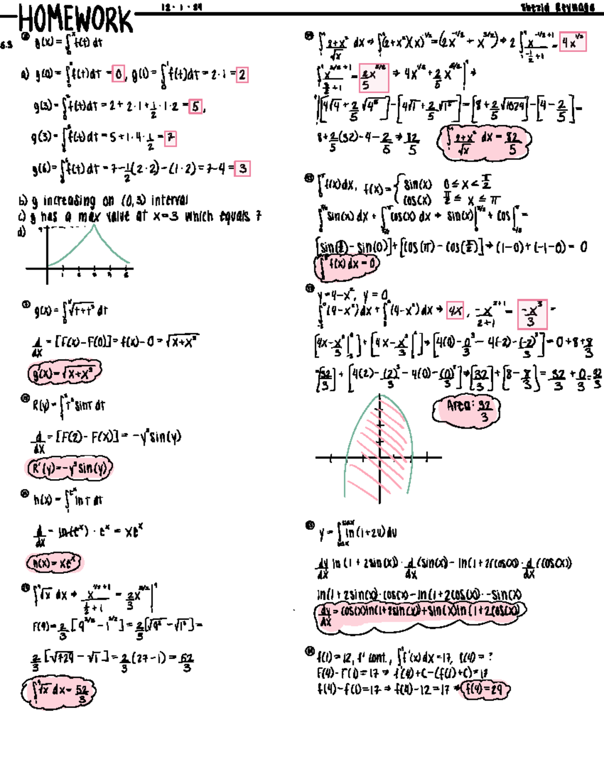 Math 1A Homework Solutions - 12.4.23 - Studocu