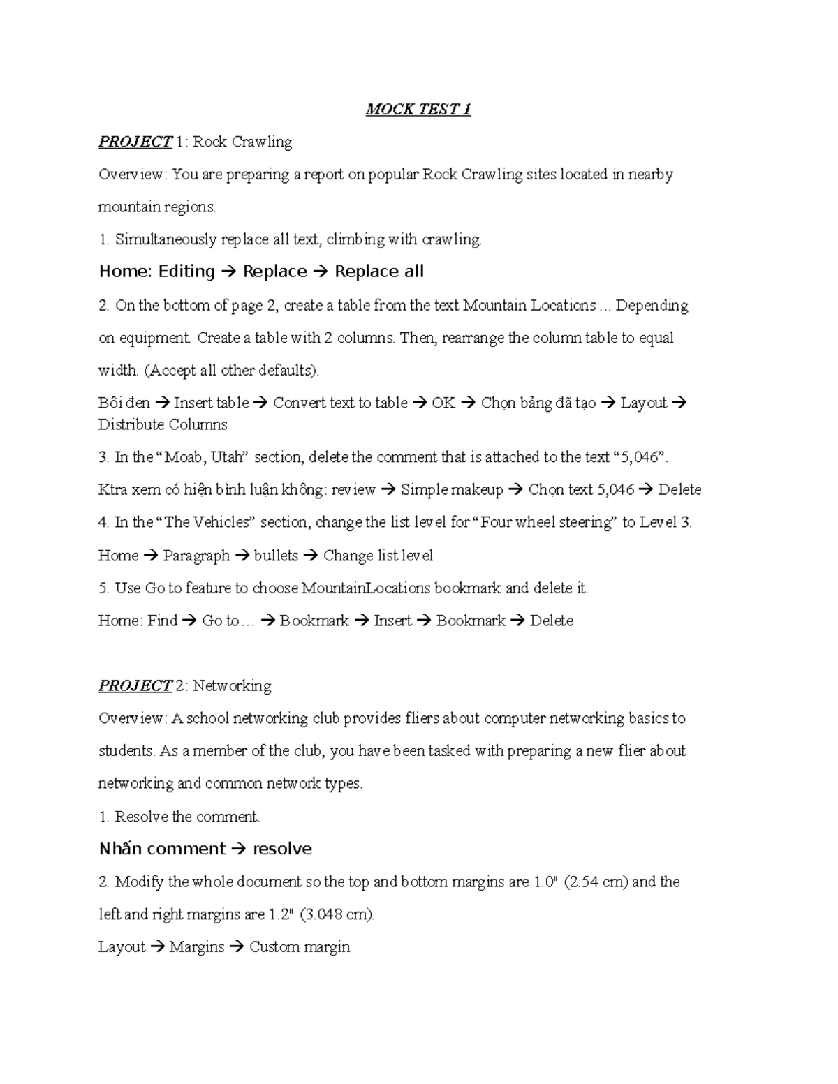 MOCK TEST 1: Rock Crawling Overview and Project Tasks - Studocu
