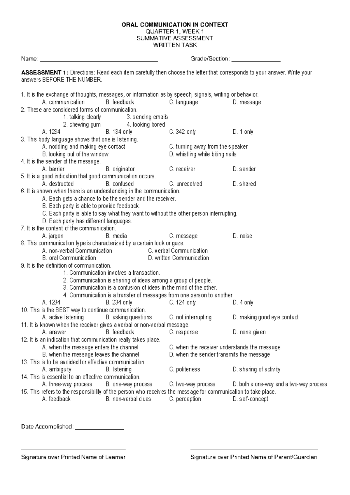 SA Q1 W1 OCC - docs - ORAL COMMUNICATION IN CONTEXT QUARTER 1, WEEK 1 ...