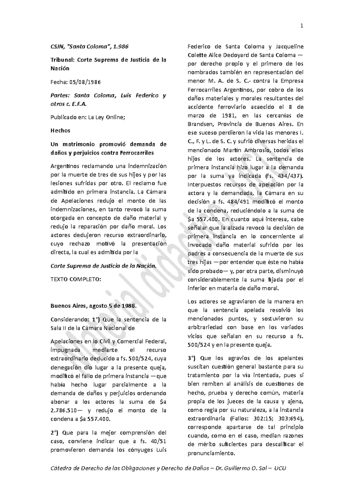 Fallo Santa Coloma - CSJN, 