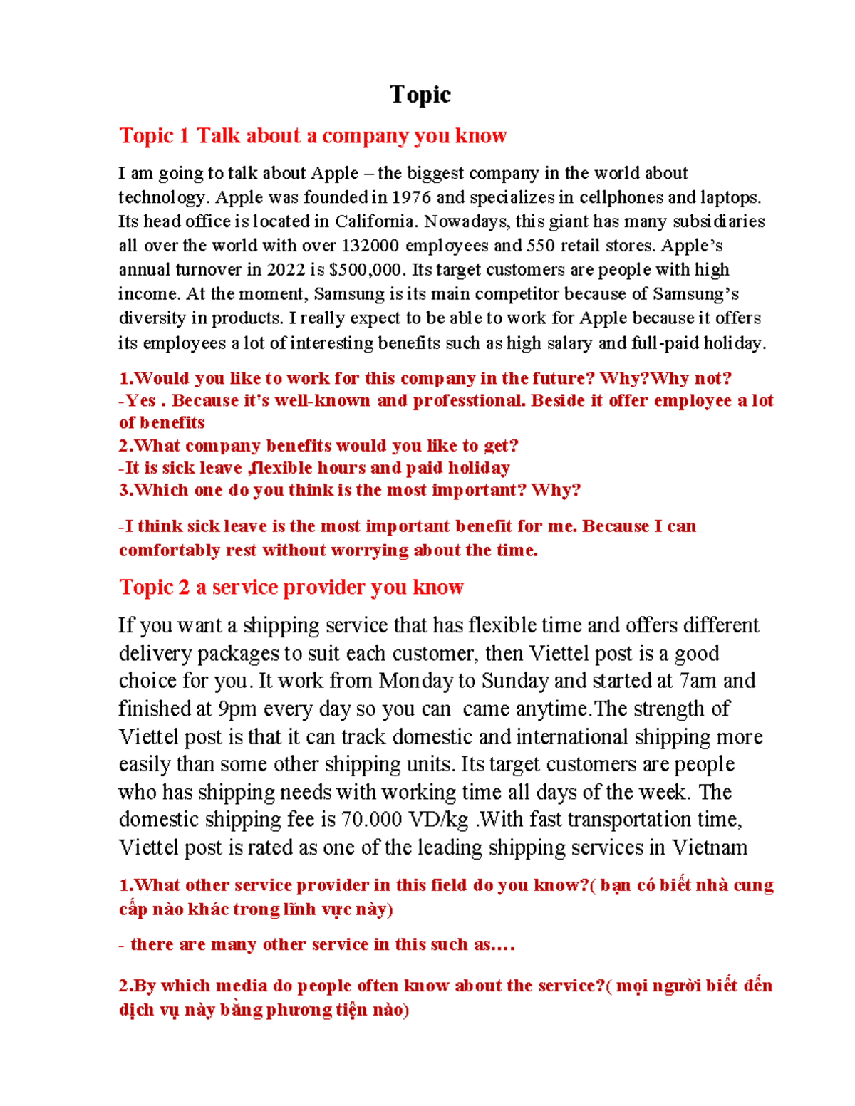 Final Exam Essay Topics: Discussing Companies & Personal Preferences ...