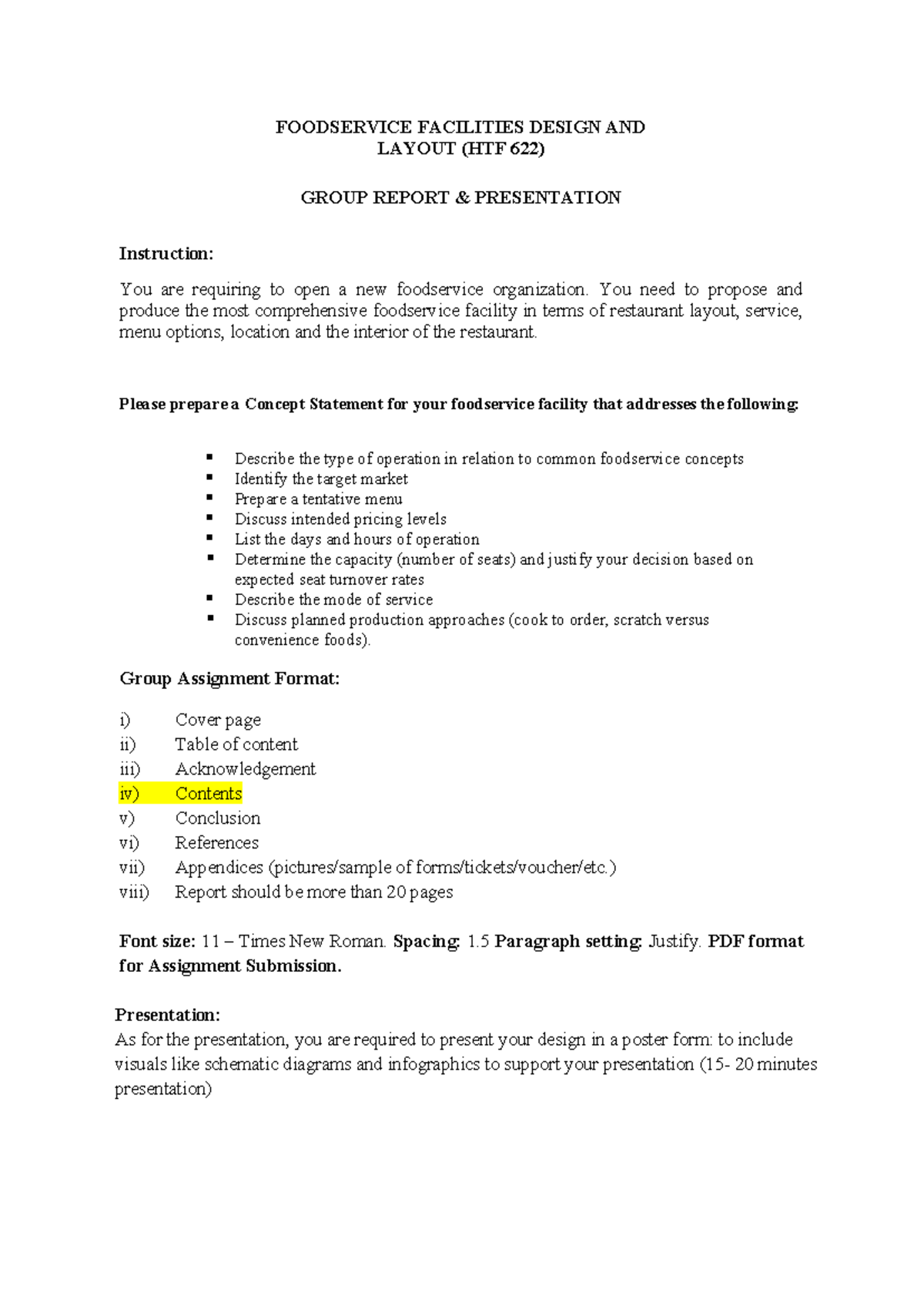 Foodservice Facilities Design & Layout Project Report (HTF 622) - Studocu