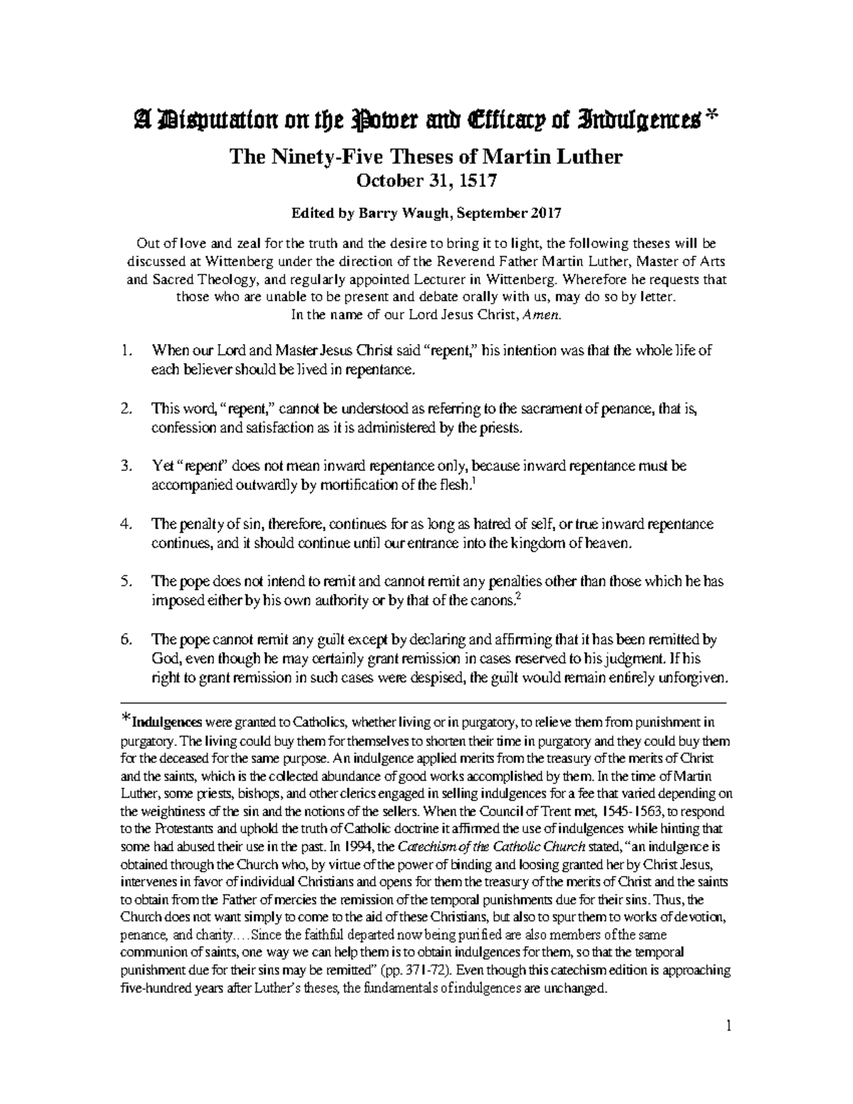 Ninety-Five Theses of Martin Luther: A Critical Examination of ...