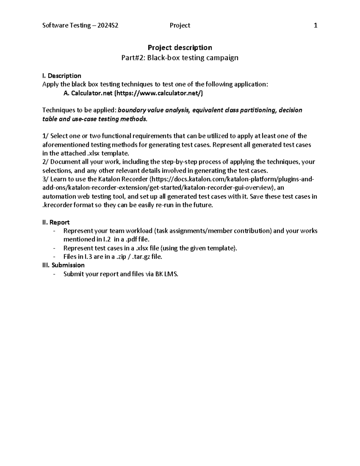 Software Testing 2024S2 Project 1: Black Box Testing Campaign - Studocu