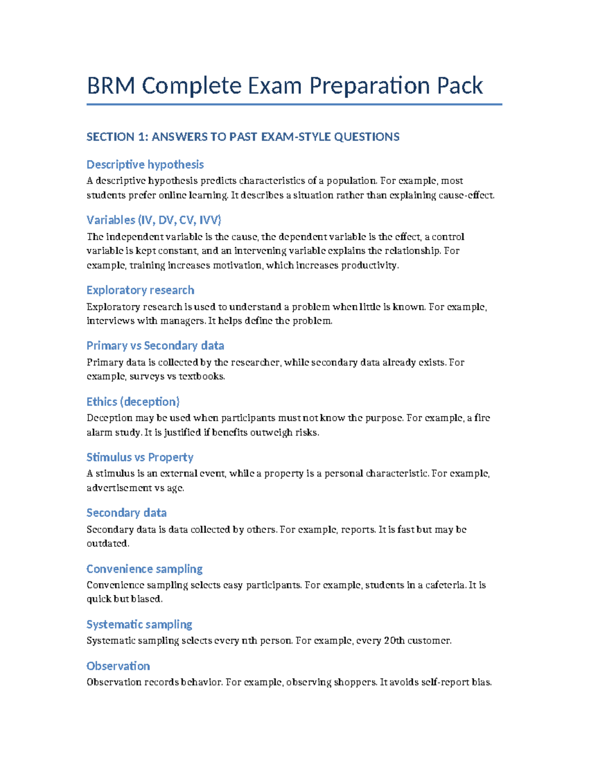 BRM Complete Exam Prep Pack: Key Concepts & Mock Exam Insights ...