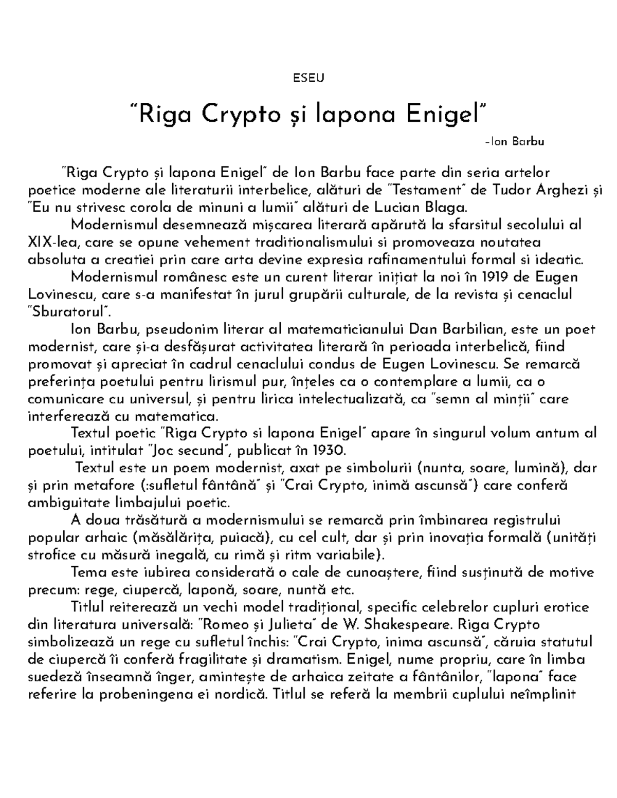 Eseu despre 