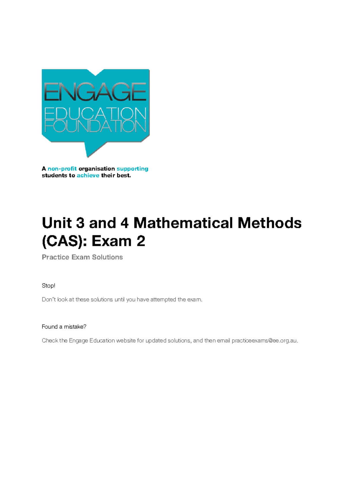 [Methods] 2012 Engage Math Methods (CAS) Exam 2 Solutions Analysis ...