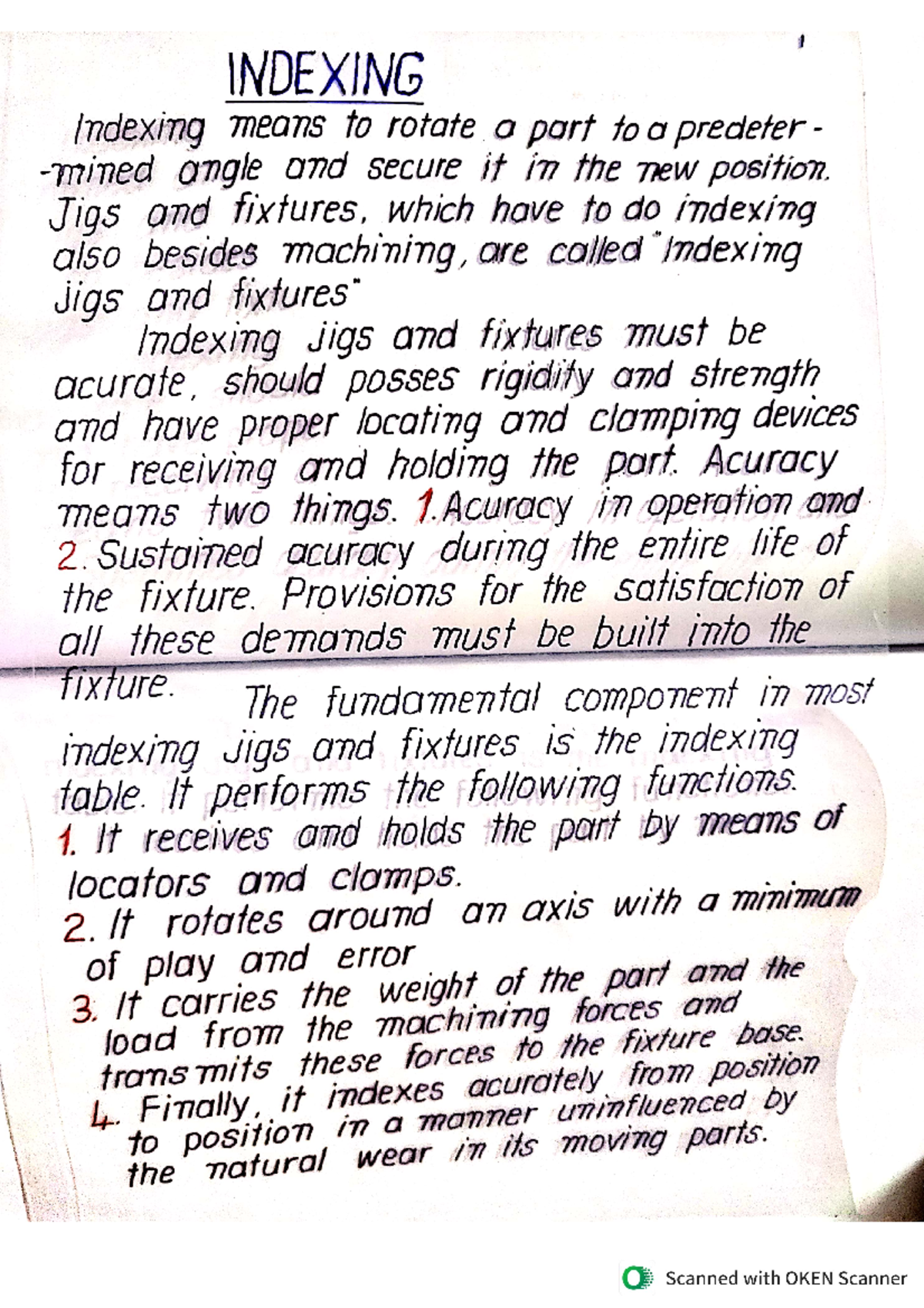 Indexing Notes (JIGS AND Fixtures) - INDEXING Indexing means to rotate ...