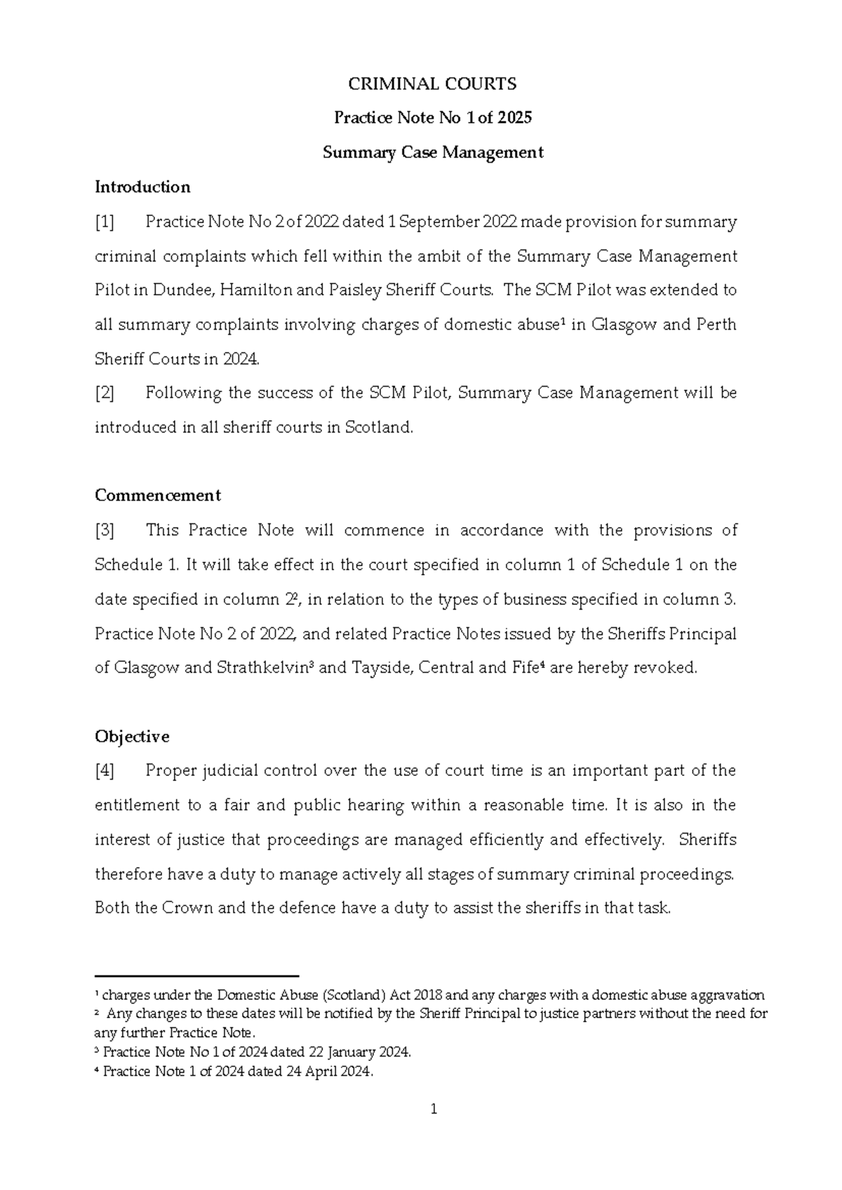 CRIMINAL COURTS Practice Note No 1 of 2025: Summary Case Management in ...