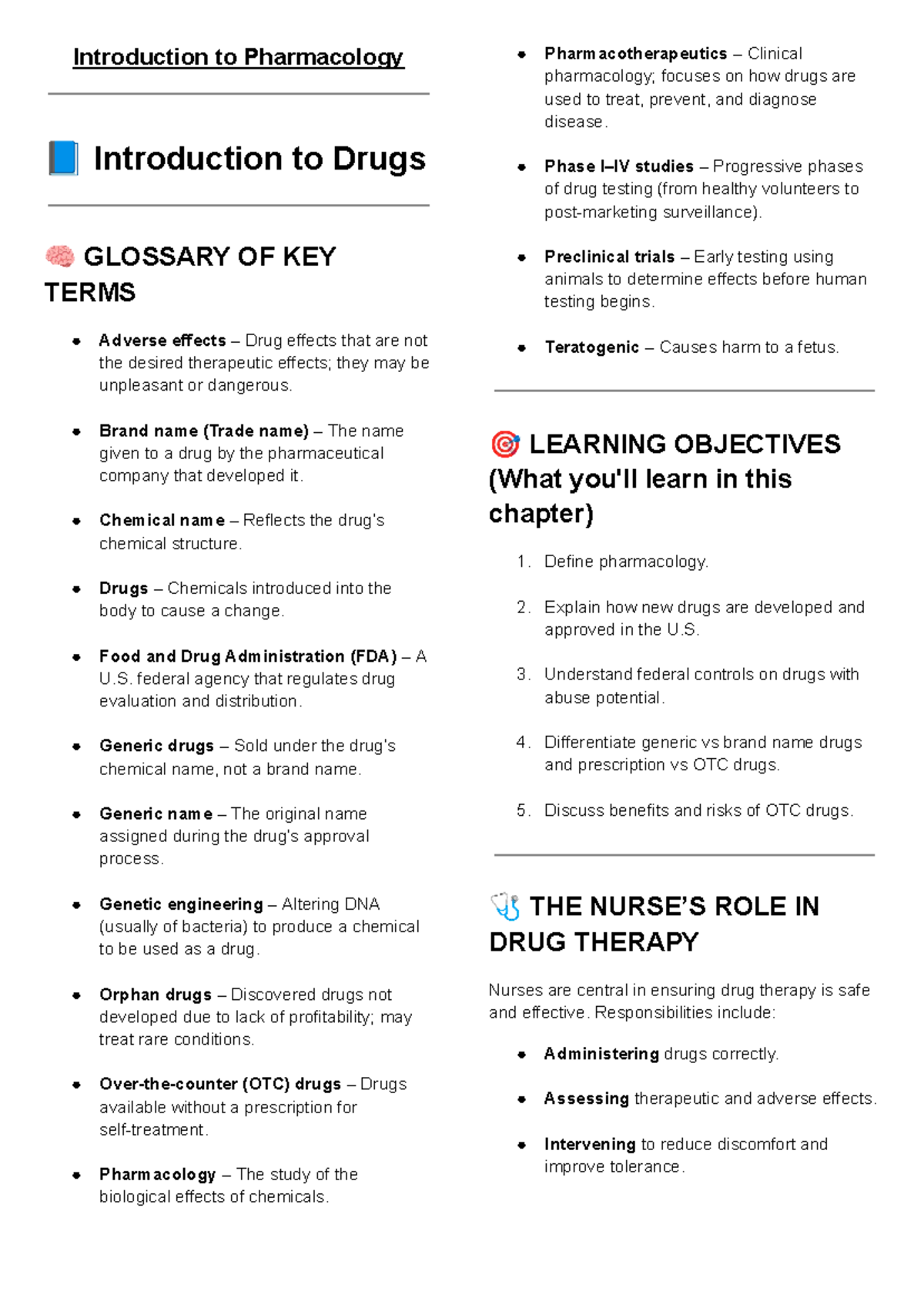Pharmacology AS - Key Terms and Concepts Overview - Studocu
