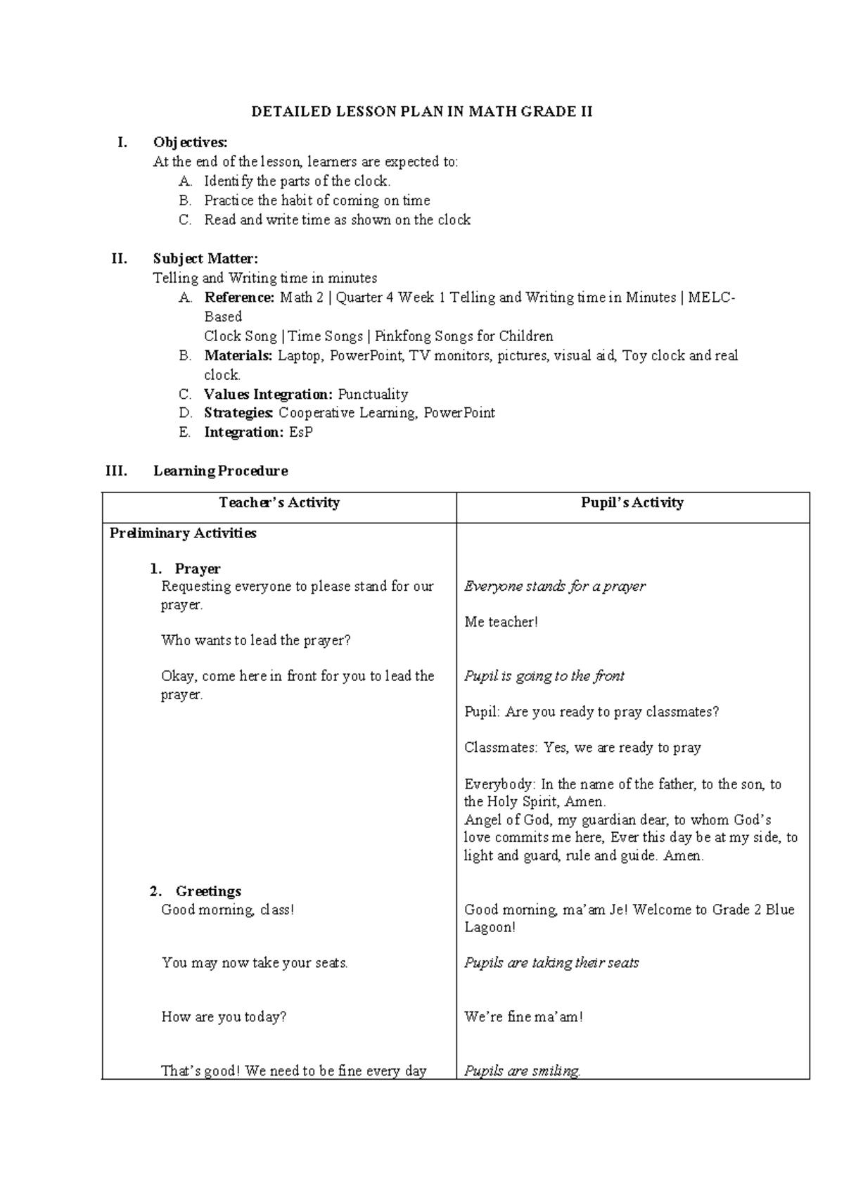 Detailed Lesson Plan in Math Grade 2 - DETAILED LESSON PLAN IN MATH ...