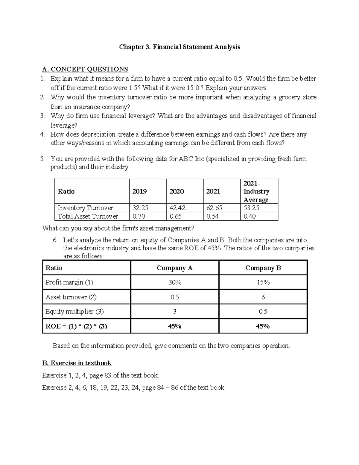 Chapter 3. Financial Statement Analysis - Homework HKII 25-26 - Studocu