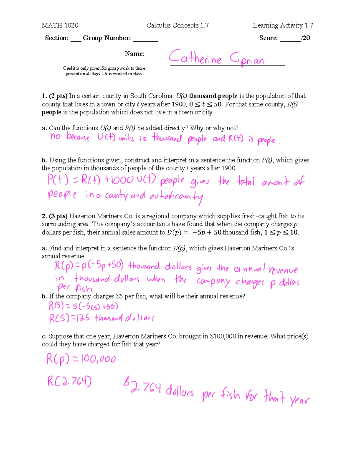CC+MATH+1021+1 - notes - Section: ___ Group Number: _______ Score ...