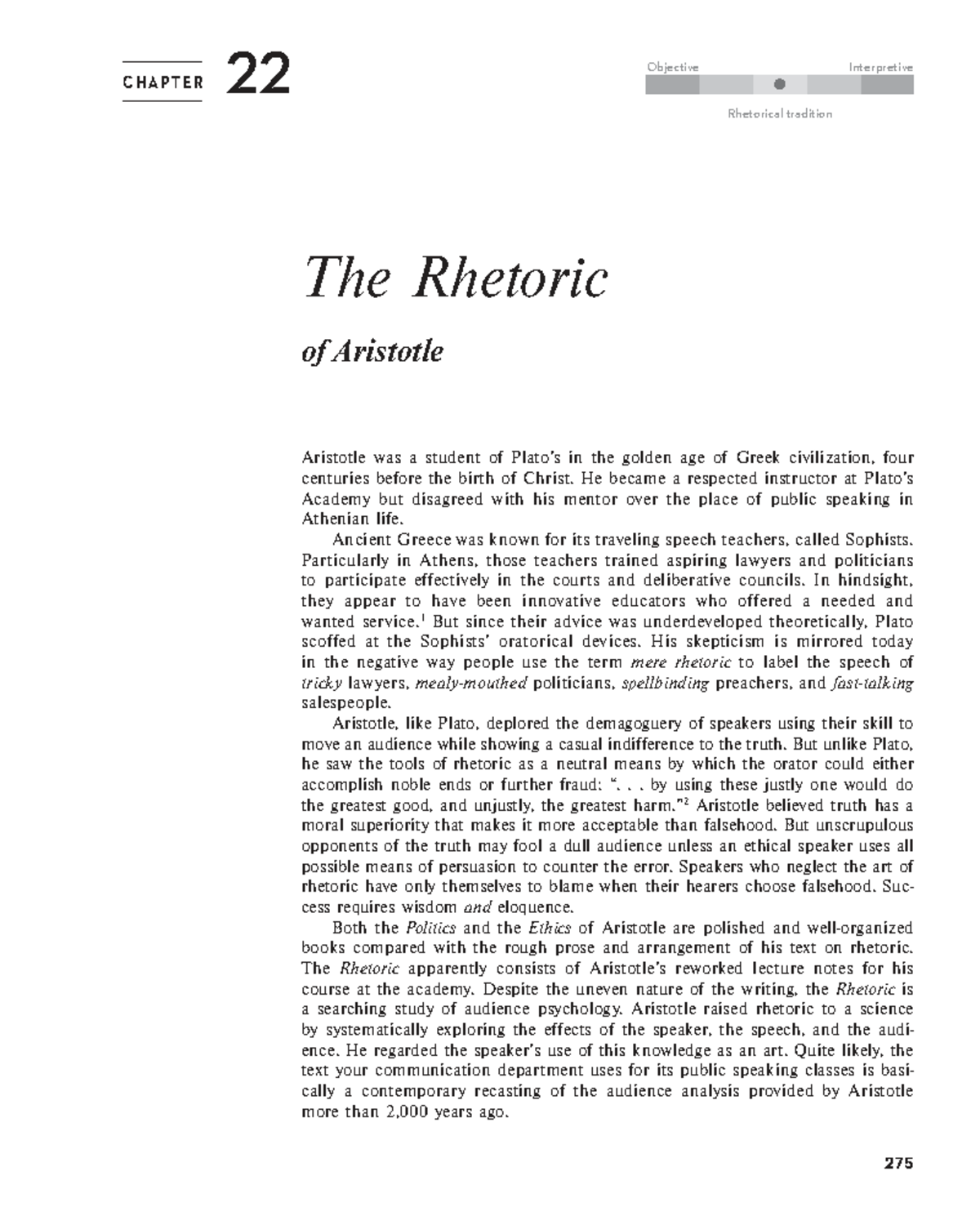 Aristotle Rhetoric A First Look - 275 C H A P T E R The Rhetoric of ...