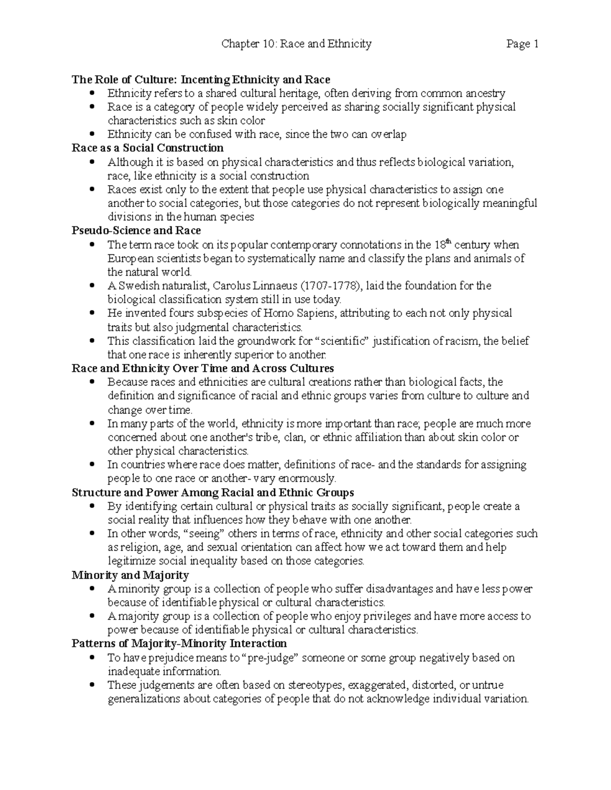 Chapter 10 - Chapter 10: Race and Ethnicity Page 1 The Role of Culture ...